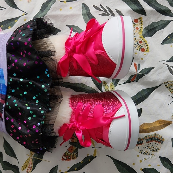 Build a Bear white bear with tulle skirt t shirt and pink shoes - Picture 2 of 6